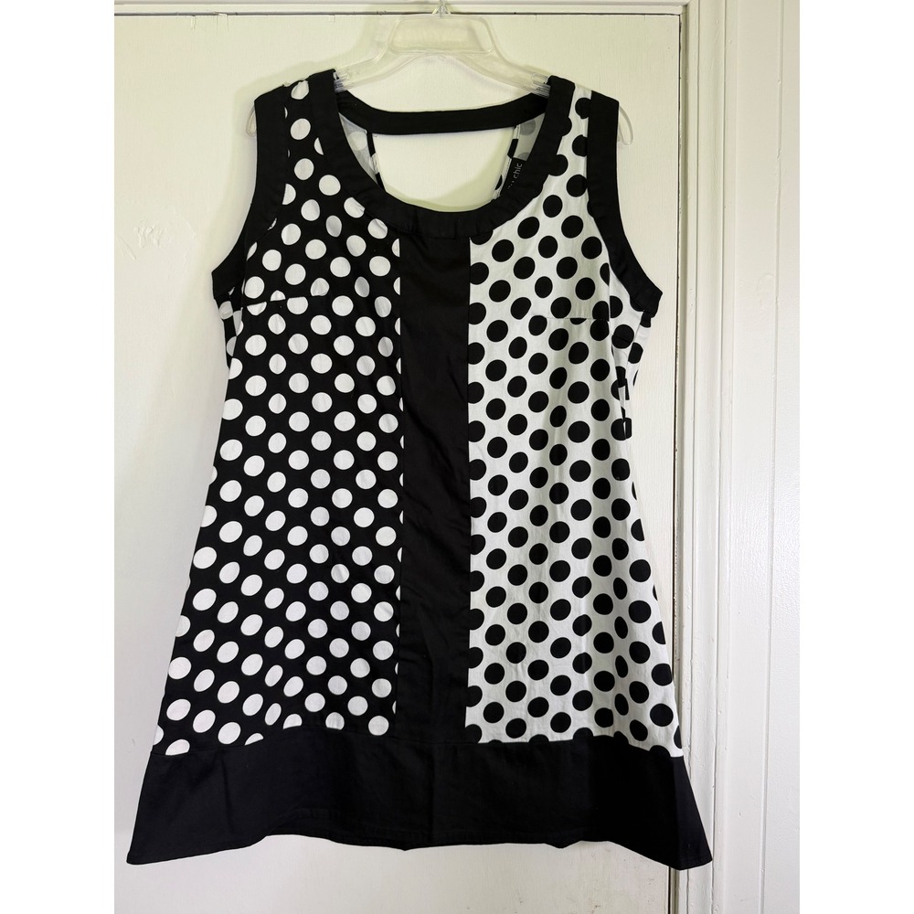 City Chic Black White Polka Dot Mini Dress Sleeveless Cutout Back Y2K Small
